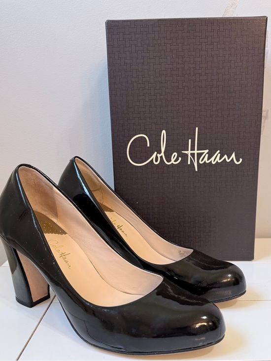 Cole Haan Shoes - Cole Haan Ambrose Air Pumps Block Heel Patent Leather Black Size 9.5 B